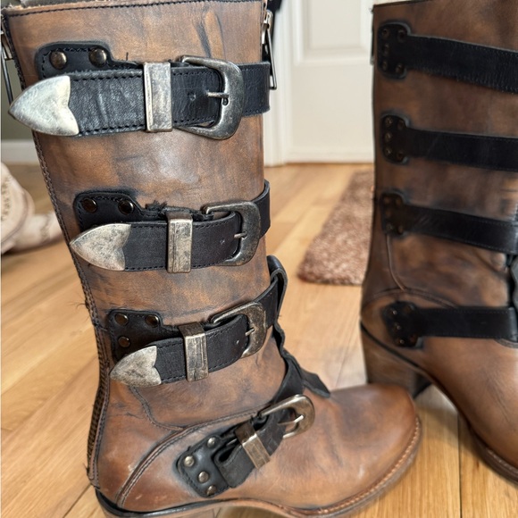 Freebird Brown Leather Buckle Boots 9 - Picture 3 of 8